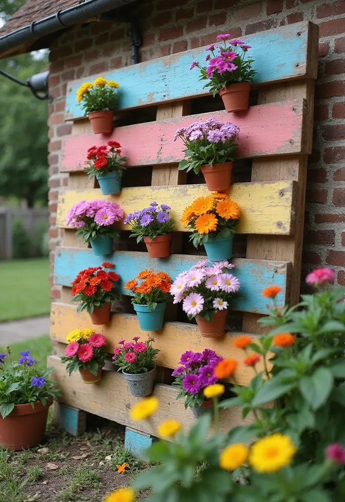 30 Pallet Planter Ideas You Can DIY on a Budget - 28. Pallet Flower Wall Art