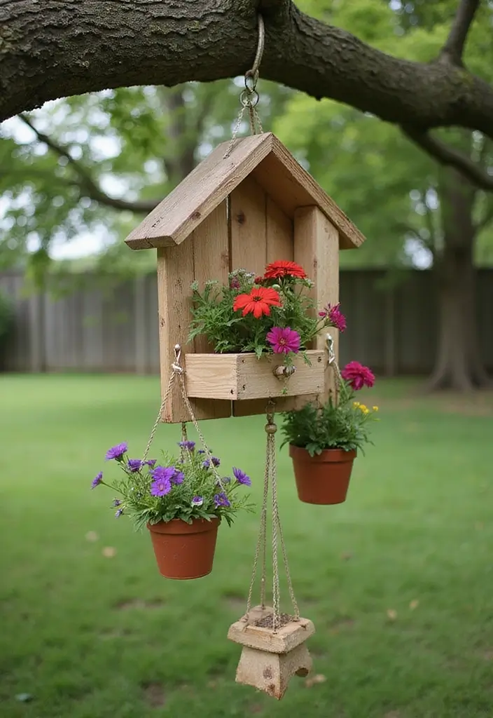 30 Pallet Planter Ideas You Can DIY on a Budget - 29. Pallet Wind Chime Planter