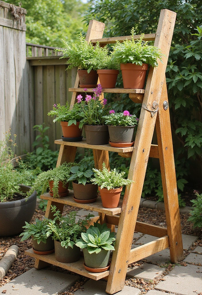 30 Pallet Planter Ideas You Can DIY on a Budget - 9. Pallet Plant Ladder