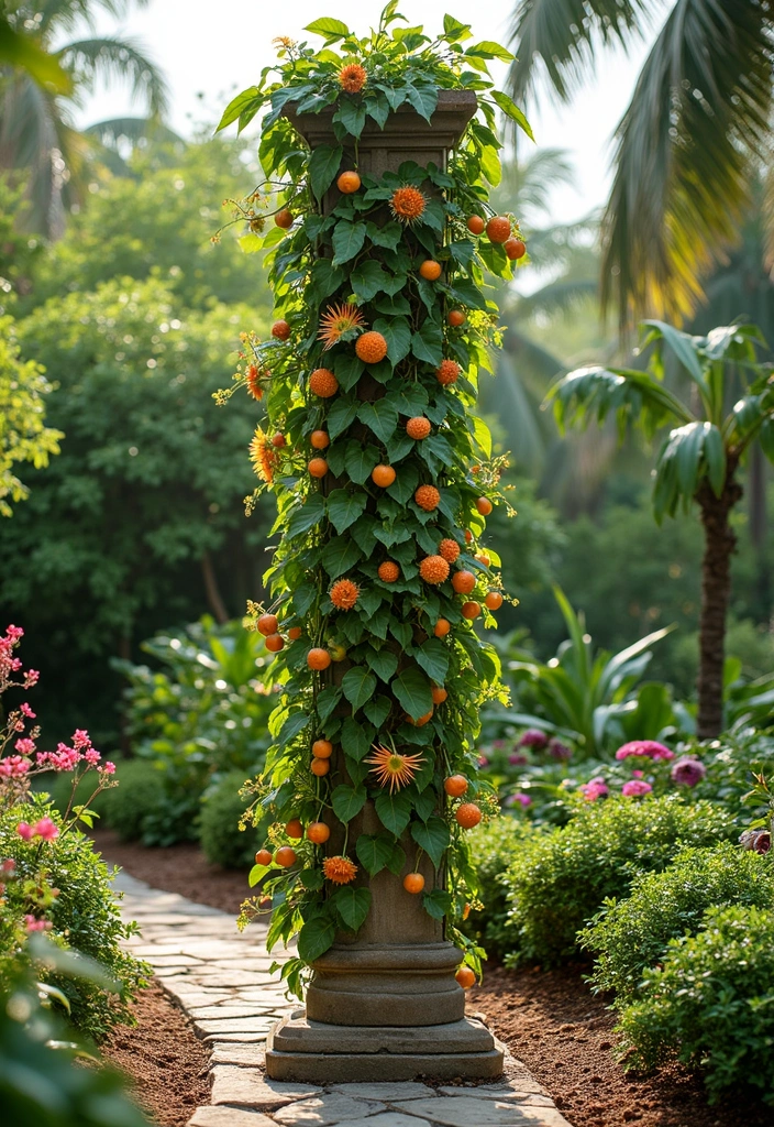 30 Passion Fruit Trellis Ideas for Tropical Garden Vibes 91 30 Passion Fruit Trellis Ideas for Tropical Garden Vibes - 15. Column Garden Trellis