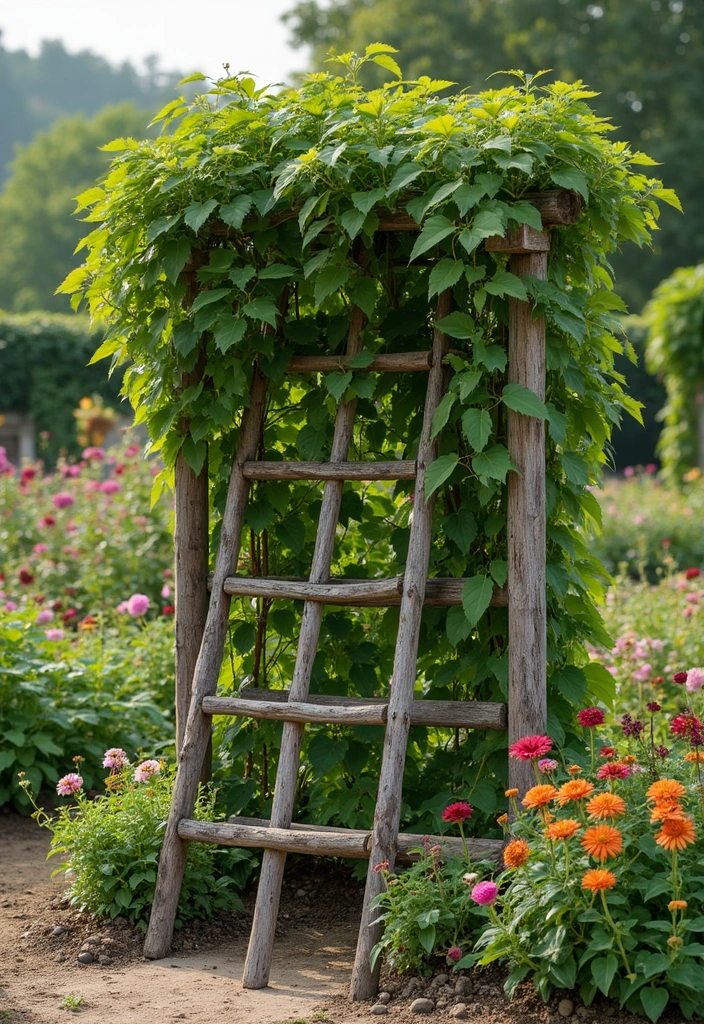 30 Passion Fruit Trellis Ideas for Tropical Garden Vibes 105 30 Passion Fruit Trellis Ideas for Tropical Garden Vibes - 17. Ladder Trellis