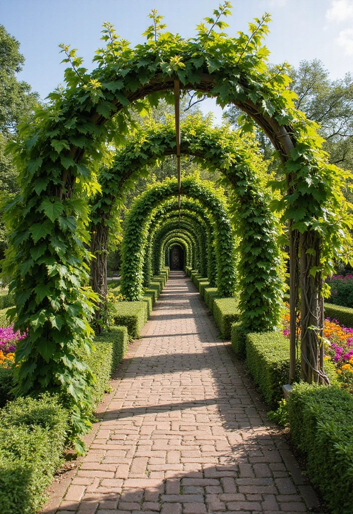 30 Passion Fruit Trellis Ideas for Tropical Garden Vibes 117 30 Passion Fruit Trellis Ideas for Tropical Garden Vibes - 19. Pathway Arch Trellis