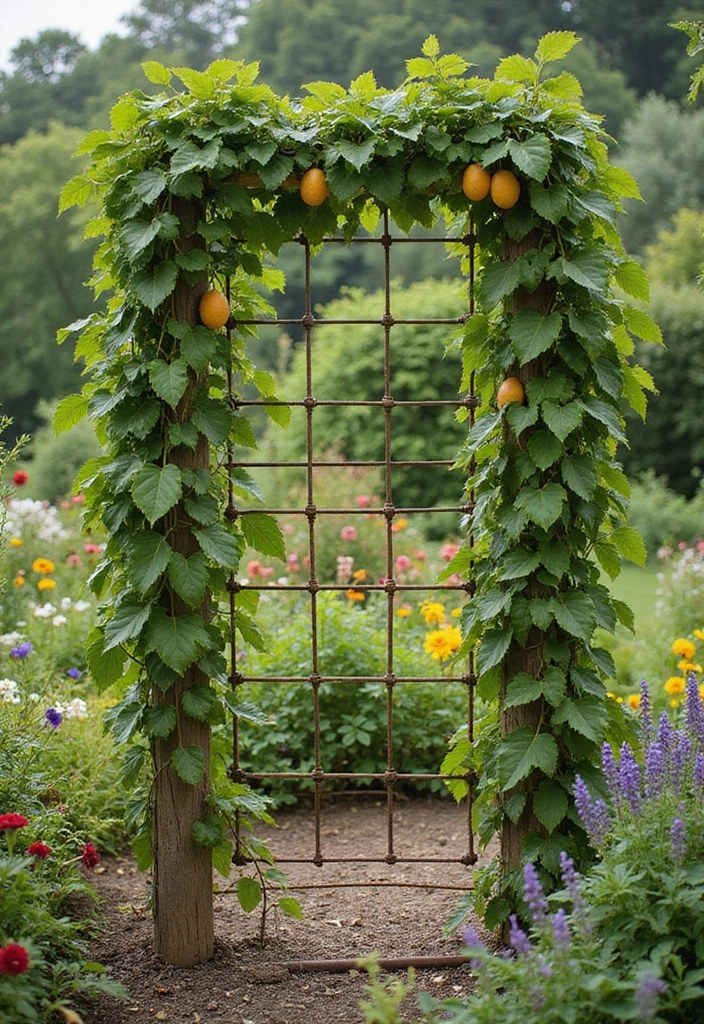 30 Passion Fruit Trellis Ideas for Tropical Garden Vibes 157 30 Passion Fruit Trellis Ideas for Tropical Garden Vibes - 25. Grid Trellis