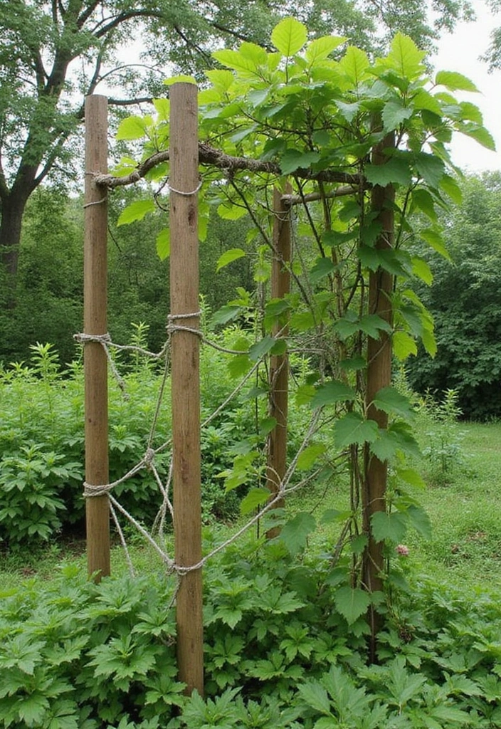 30 Passion Fruit Trellis Ideas for Tropical Garden Vibes 164 30 Passion Fruit Trellis Ideas for Tropical Garden Vibes - 26. Simple Stakes and Twine