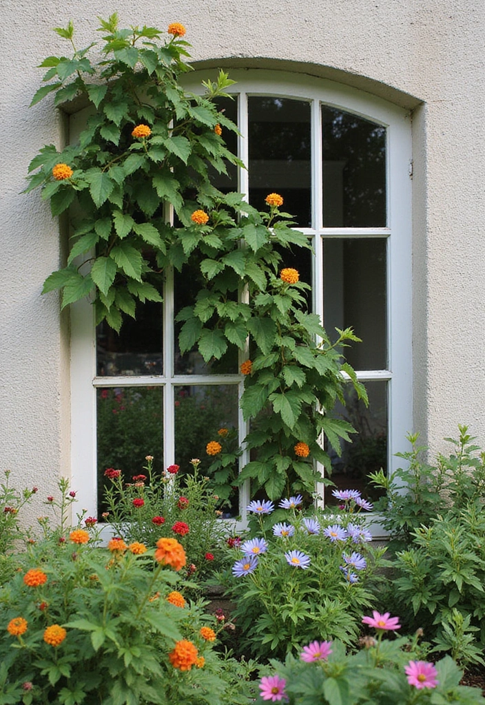 30 Passion Fruit Trellis Ideas for Tropical Garden Vibes 190 30 Passion Fruit Trellis Ideas for Tropical Garden Vibes - 30. Framed Window Trellis