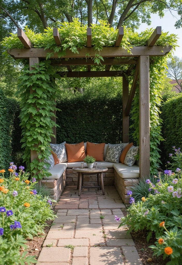 30 Patio Trellis Ideas That Add Privacy and Charm - 17. Trellis with Built-in Seating