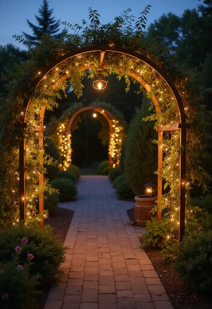 30 Patio Trellis Ideas That Add Privacy and Charm - 18. Trellis with Fairy Lights