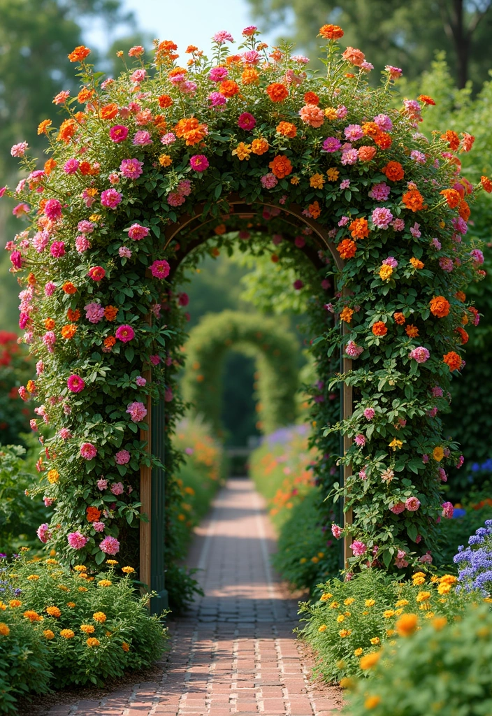 30 Patio Trellis Ideas That Add Privacy and Charm - 22. Trellis with Colorful Climbers