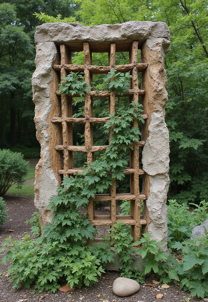 30 Patio Trellis Ideas That Add Privacy and Charm - 27. Trellis with Unusual Textures