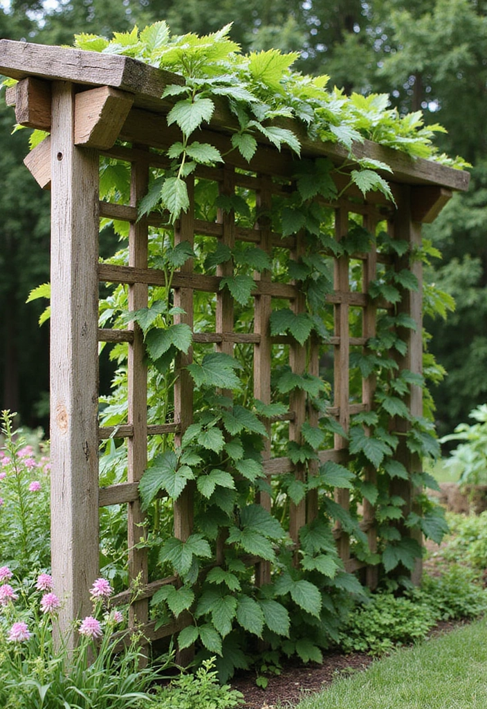 30 Pea Trellis Ideas to Support a Thriving Garden - 1. Rustic Wooden Lattice Trellis