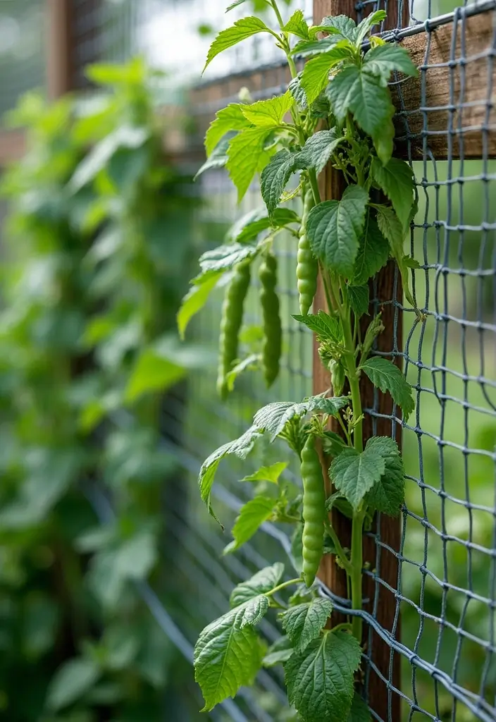 30 Pea Trellis Ideas to Support a Thriving Garden - 10. Climbing Netting System