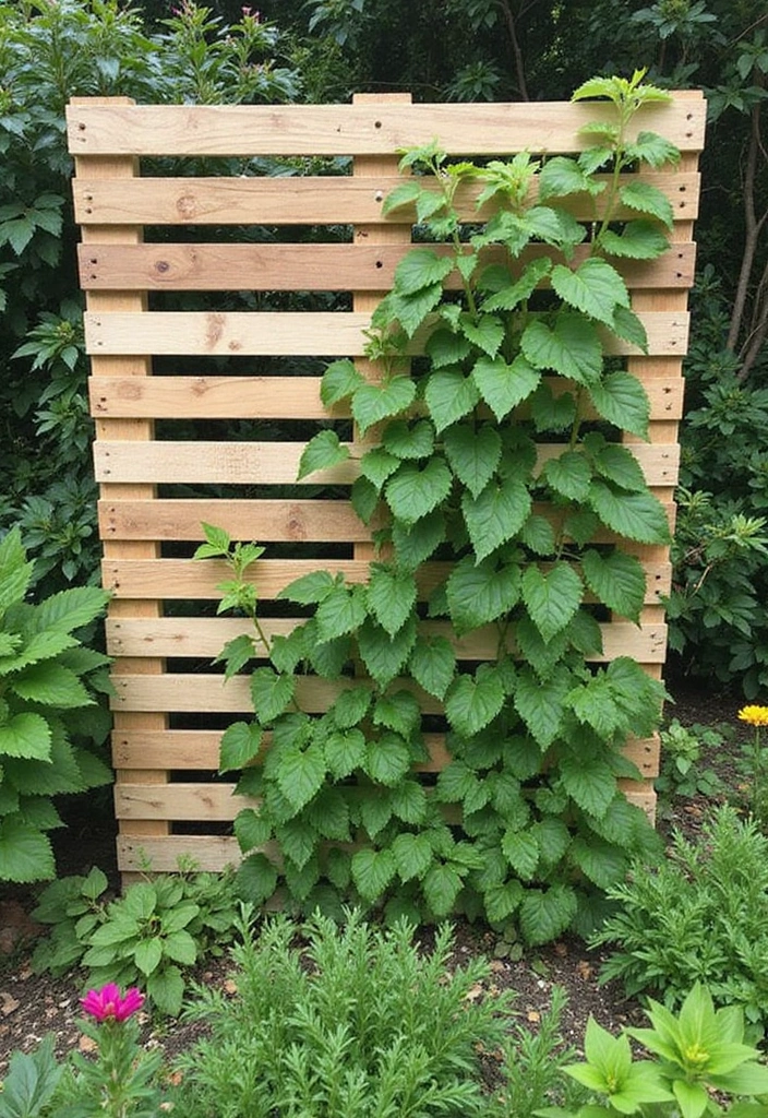 30 Pea Trellis Ideas to Support a Thriving Garden - 12. Pallet Wall Trellis