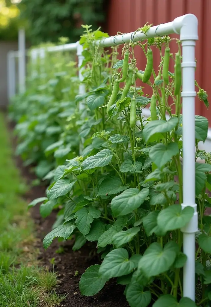 30 Pea Trellis Ideas to Support a Thriving Garden - 13. Simple PVC Pipe Trellis