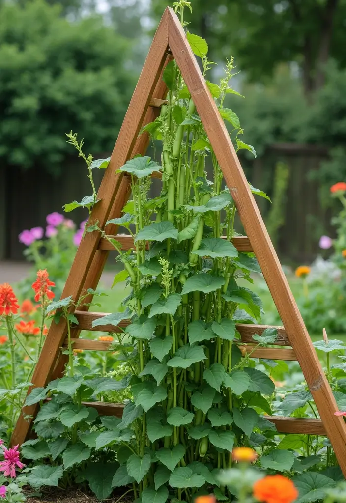 30 Pea Trellis Ideas to Support a Thriving Garden - 14. Triangular Trellis Design