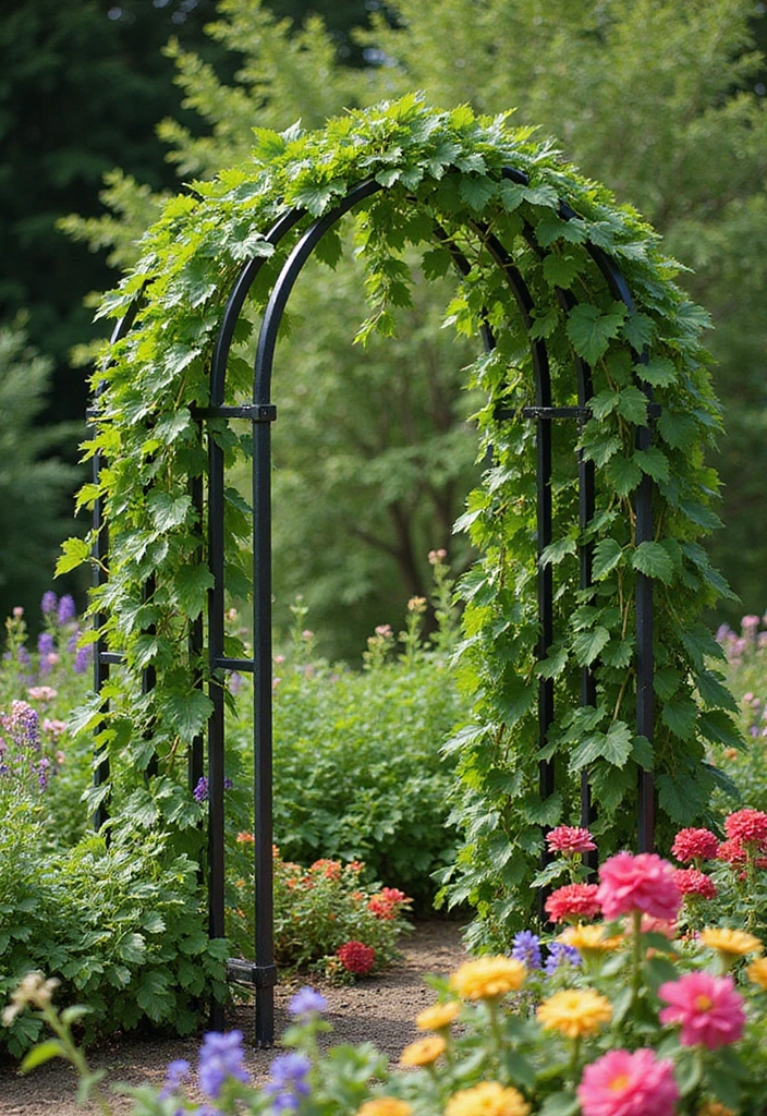 30 Pea Trellis Ideas to Support a Thriving Garden - 2. Elegant Arched Metal Trellis