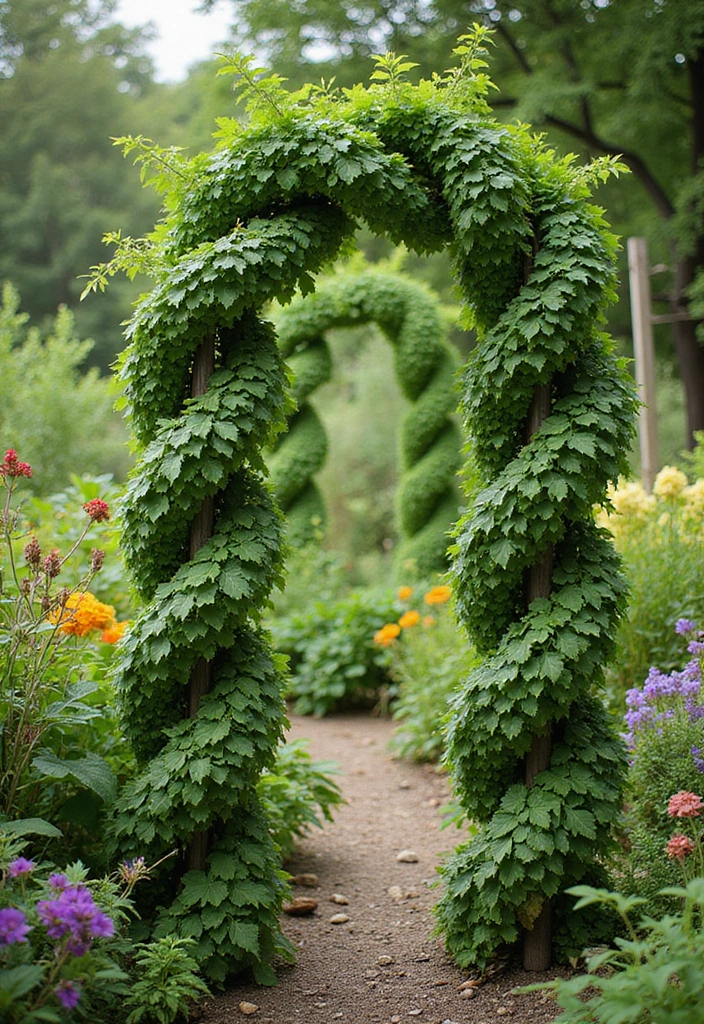 30 Pea Trellis Ideas to Support a Thriving Garden - 20. Twisted Vine Trellis
