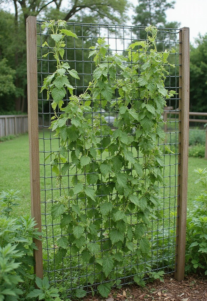 30 Pea Trellis Ideas to Support a Thriving Garden - 4. Simple Wire Mesh Trellis