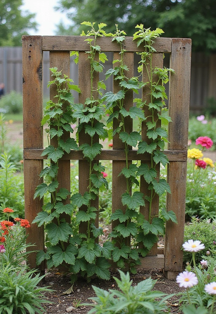30 Pea Trellis Ideas to Support a Thriving Garden - 5. Rustic Pallet Trellis