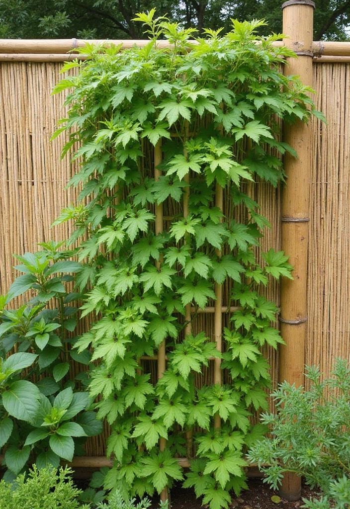 30 Pea Trellis Ideas to Support a Thriving Garden - 9. Decorative Bamboo Fencing