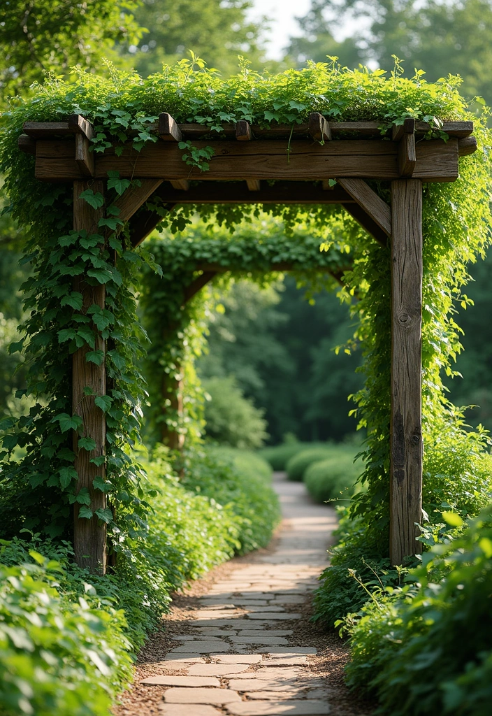 30 Pergola Trellis Ideas That Blend Shade and Style 1 30 Pergola Trellis Ideas That Blend Shade and Style - 1. Rustic Wooden Pergola with Climbing Vines