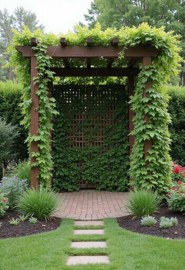 30 Pergola Trellis Ideas That Blend Shade and Style 64 30 Pergola Trellis Ideas That Blend Shade and Style - 10. Pergola with Trellis Panels for Climbing Plants