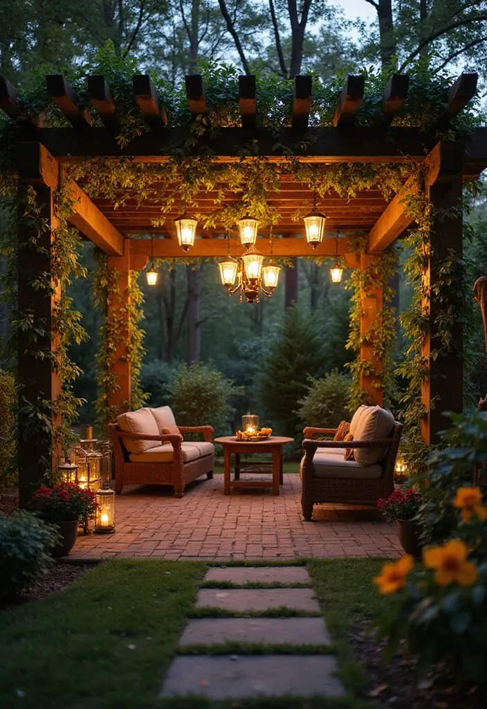 30 Pergola Trellis Ideas That Blend Shade and Style 99 30 Pergola Trellis Ideas That Blend Shade and Style - 15. Pergola with Hanging Lights and Lanterns