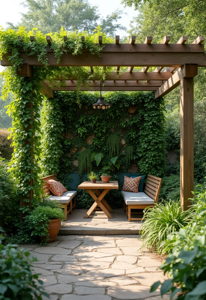 30 Pergola Trellis Ideas That Blend Shade and Style 22 30 Pergola Trellis Ideas That Blend Shade and Style - 4. Pergola with Vertical Garden Walls
