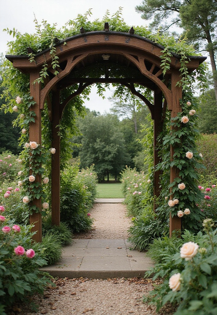 30 Pergola Trellis Ideas That Blend Shade and Style 36 30 Pergola Trellis Ideas That Blend Shade and Style - 6. Vintage Arbor Pergola Trellis