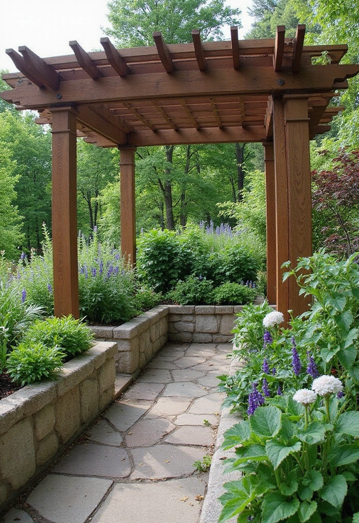 30 Pergola Trellis Ideas That Blend Shade and Style 57 30 Pergola Trellis Ideas That Blend Shade and Style - 9. Pergola with Built-in Planters