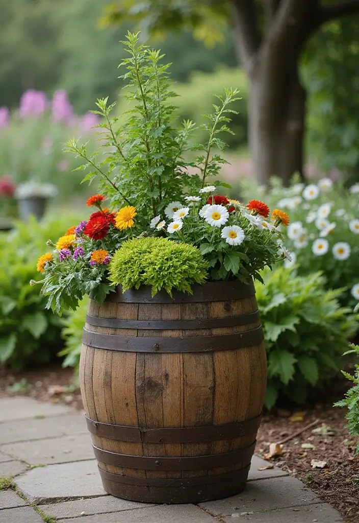 30 Planter Ideas to Elevate Your Outdoor and Indoor Spaces - 10. Wine Barrel Planters