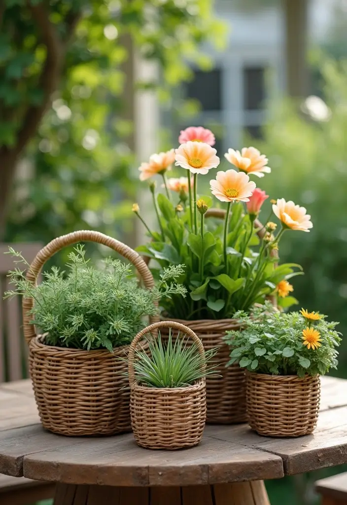 30 Planter Ideas to Elevate Your Outdoor and Indoor Spaces - 14. Woven Basket Planters