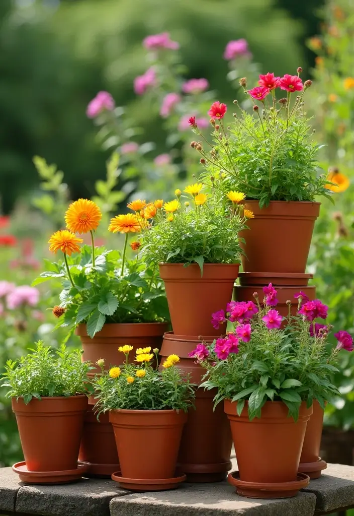 30 Planter Ideas to Elevate Your Outdoor and Indoor Spaces - 16. Terracotta Pot Towers