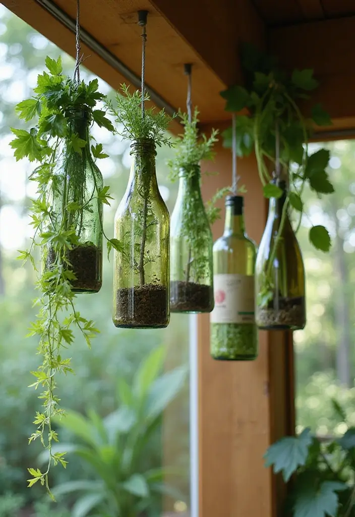 30 Planter Ideas to Elevate Your Outdoor and Indoor Spaces - 2. Hanging Bottles