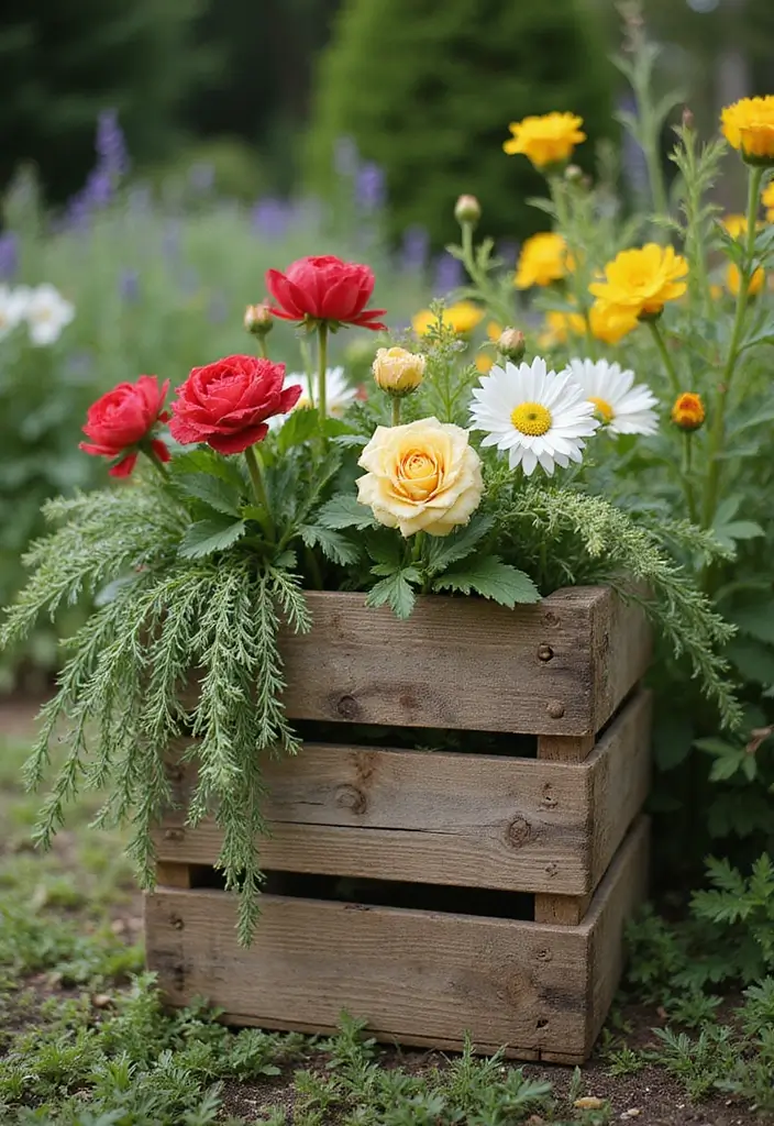 30 Planter Ideas to Elevate Your Outdoor and Indoor Spaces - 23. Rustic Crate Planters