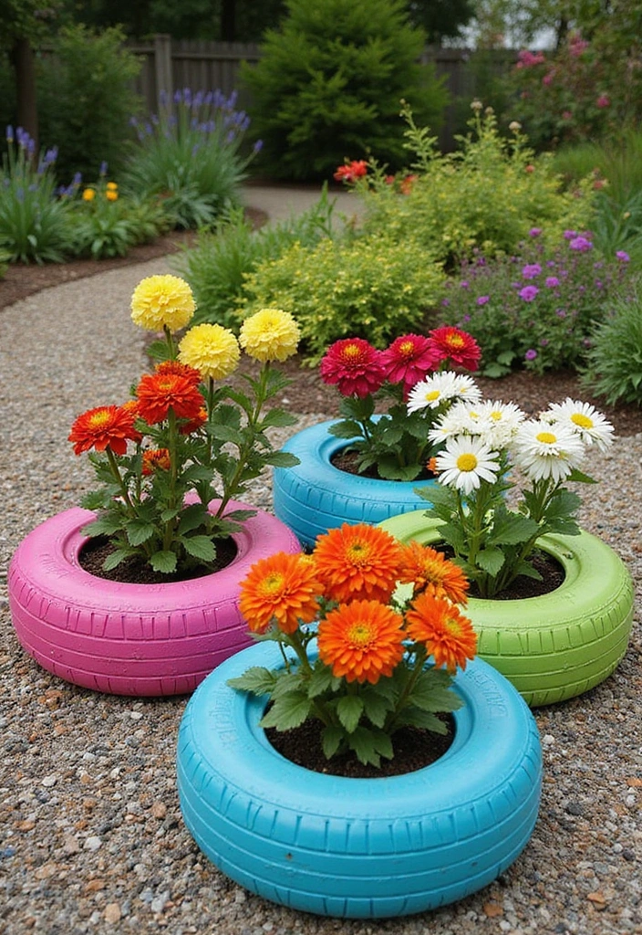 30 Planter Ideas to Elevate Your Outdoor and Indoor Spaces - 25. DIY Tire Planters