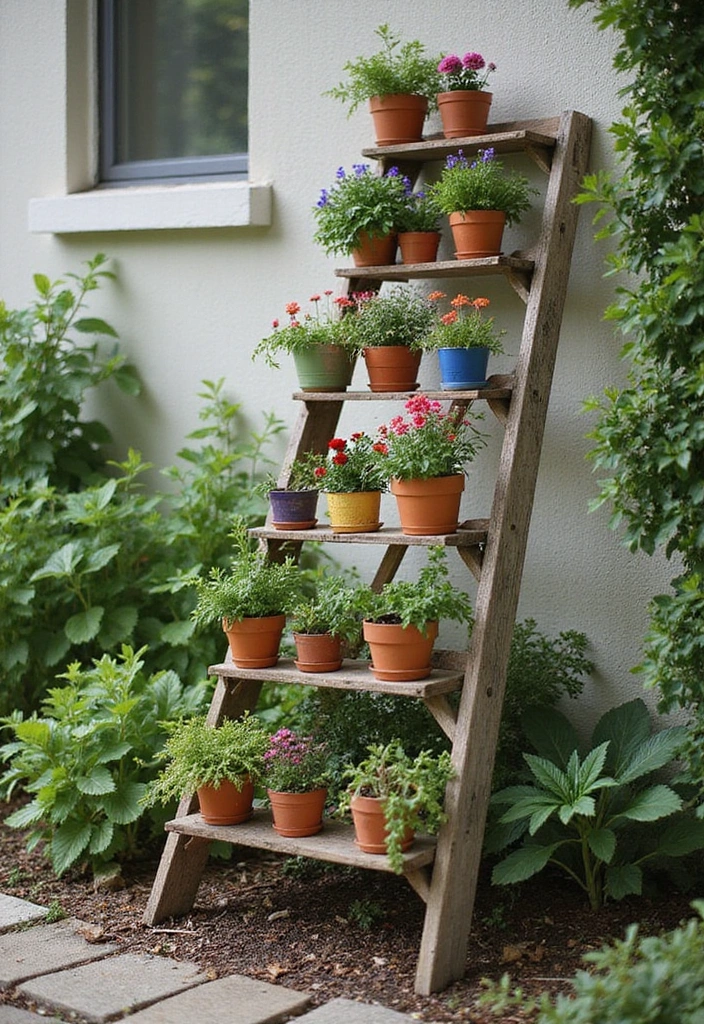 30 Planter Ideas to Elevate Your Outdoor and Indoor Spaces - 4. Ladder Planters