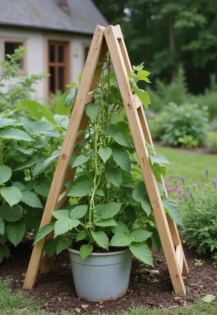 30 Pot Trellis Ideas Perfect for Small Gardens or Balconies - 1. Classic Wooden A-Frame Trellis