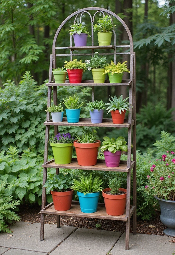 30 Pot Trellis Ideas Perfect for Small Gardens or Balconies - 17. Tiered Plant Stand Trellis