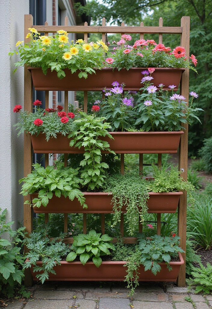 30 Pot Trellis Ideas Perfect for Small Gardens or Balconies - 22. Trellis with Vertical Planters