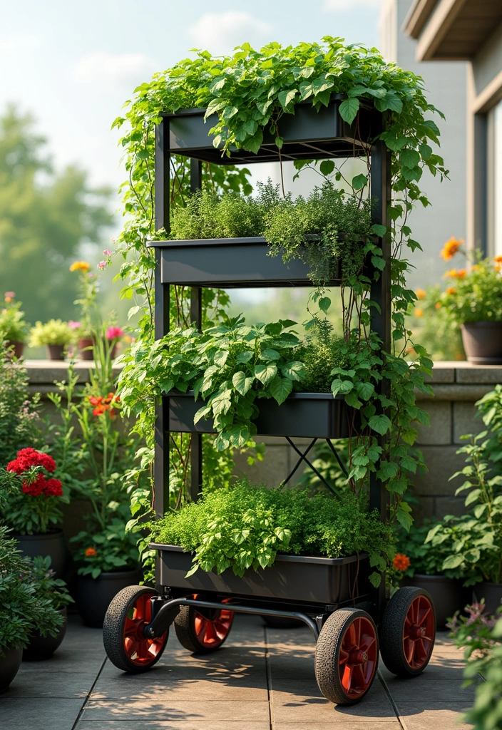 30 Pot Trellis Ideas Perfect for Small Gardens or Balconies - 29. Mobile Trellis