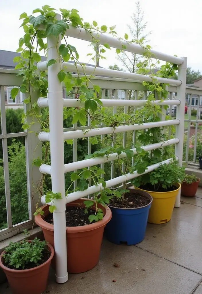30 Pot Trellis Ideas Perfect for Small Gardens or Balconies - 5. PVC Pipe Trellis