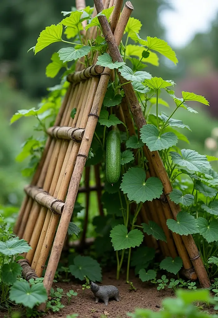 30 Pot Trellis Ideas Perfect for Small Gardens or Balconies - 6. Bamboo Teepee Trellis