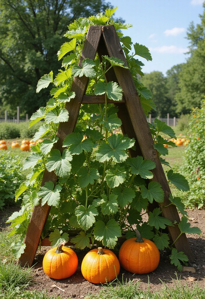 30 Pumpkin Trellis Ideas to Save Space and Grow Big 1 30 Pumpkin Trellis Ideas to Save Space and Grow Big - 1. Classic A-Frame Trellis