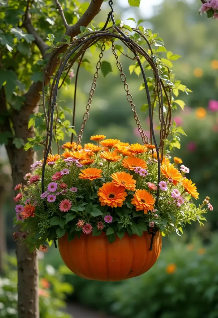 30 Pumpkin Trellis Ideas to Save Space and Grow Big 82 30 Pumpkin Trellis Ideas to Save Space and Grow Big - 14. Hanging Basket Trellis