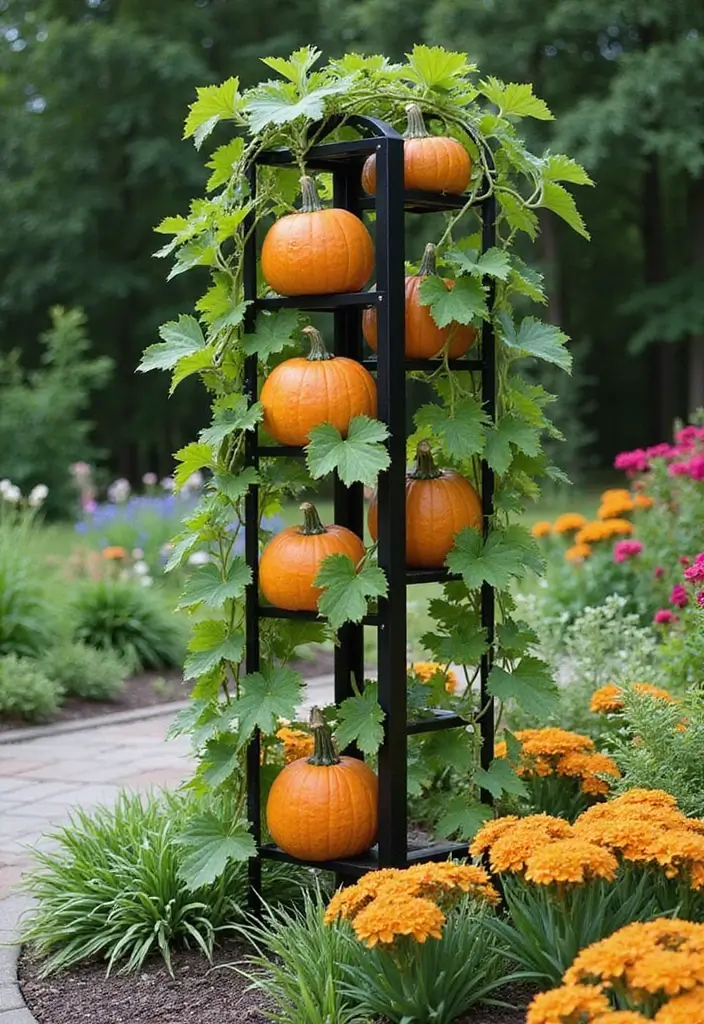 30 Pumpkin Trellis Ideas to Save Space and Grow Big 89 30 Pumpkin Trellis Ideas to Save Space and Grow Big - 15. Spiral Trellis