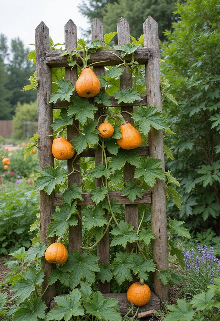 30 Pumpkin Trellis Ideas to Save Space and Grow Big 96 30 Pumpkin Trellis Ideas to Save Space and Grow Big - 16. Upcycled Fence Trellis