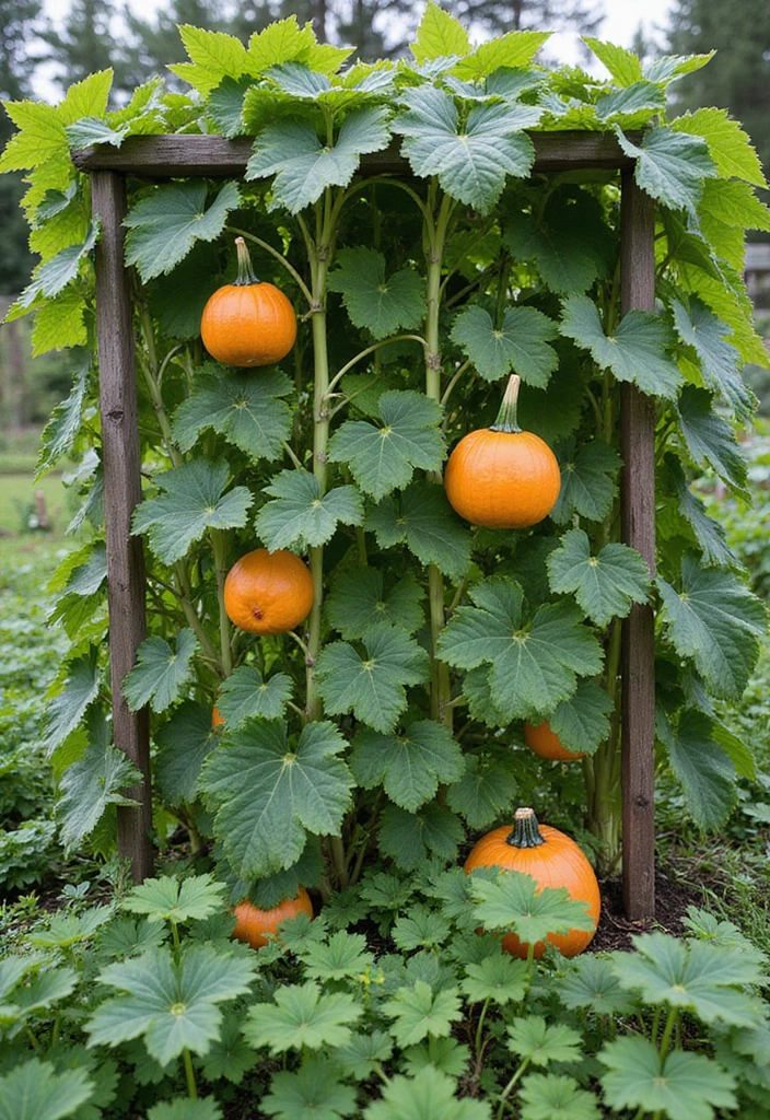 30 Pumpkin Trellis Ideas to Save Space and Grow Big 115 30 Pumpkin Trellis Ideas to Save Space and Grow Big - 19. Trellis with Seedlings