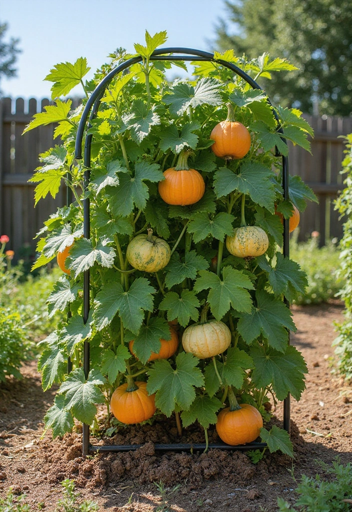 30 Pumpkin Trellis Ideas to Save Space and Grow Big 174 30 Pumpkin Trellis Ideas to Save Space and Grow Big - 28. Portable Trellis