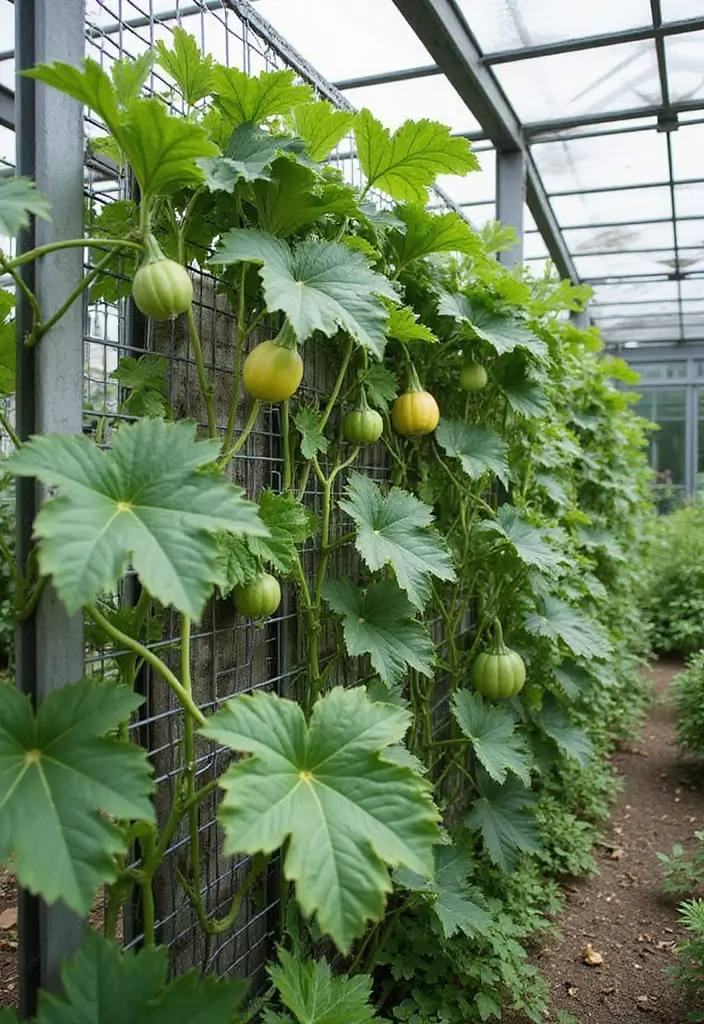 30 Pumpkin Trellis Ideas to Save Space and Grow Big 15 30 Pumpkin Trellis Ideas to Save Space and Grow Big - 3. Wire Mesh Trellis