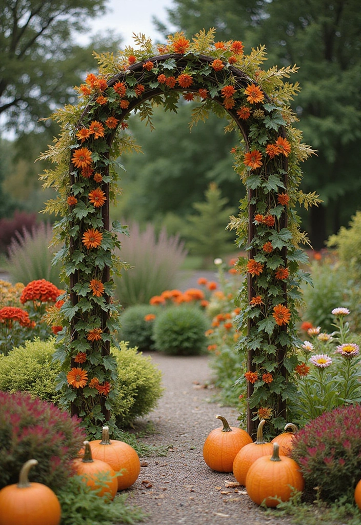 30 Pumpkin Trellis Ideas to Save Space and Grow Big 188 30 Pumpkin Trellis Ideas to Save Space and Grow Big - 30. Trellis with Seasonal Decorations